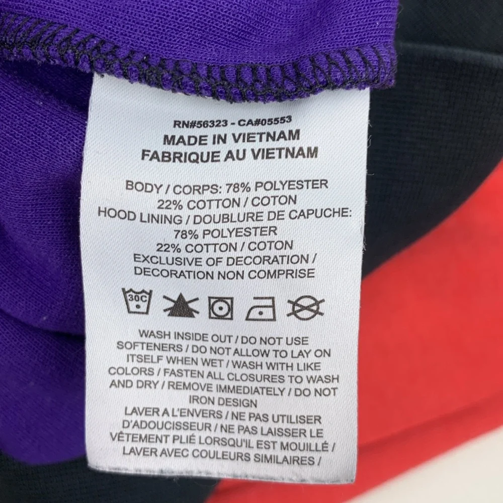 Vintage retro Jordan Black Hoodie Red Purple colors White logo Drawstring Medium